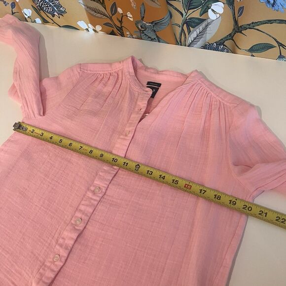 Gap Shirt Womens Small Pink Long Sleeve Gauze Button Front Cotton Blouse Boho - Picture 4 of 6